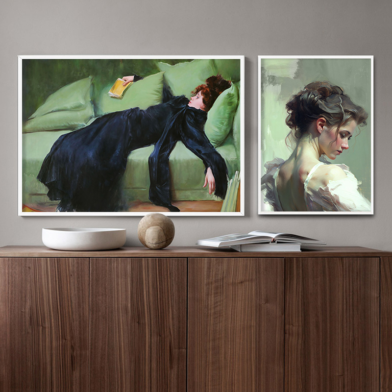 Girl Reading Vintage Oil Paint - Office Furniture Hon ulasan dan harga