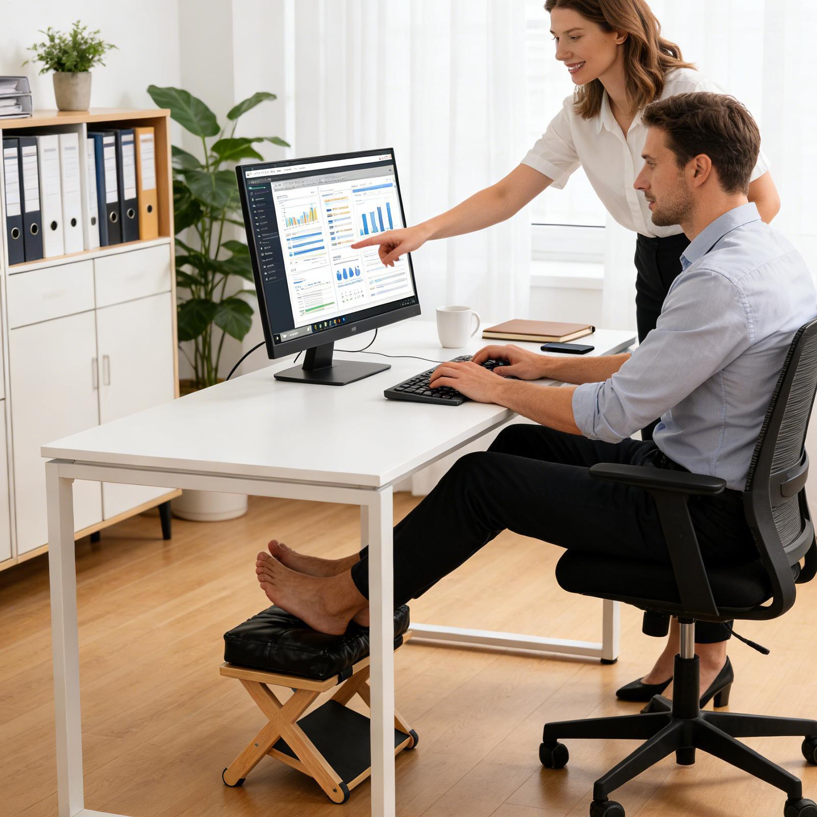 Under Desk Foot Rest Wooden Do - Office Footrest Cushion ulasan dan harga