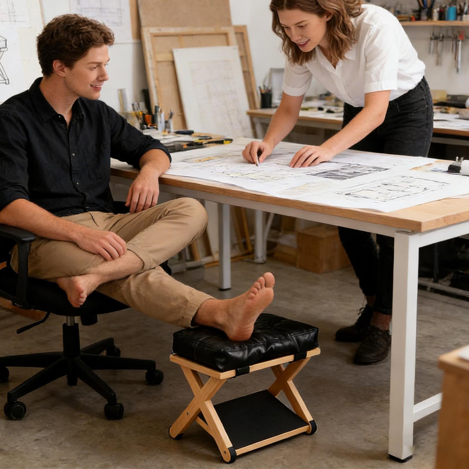 Under Desk Foot Rest Wooden Do - Office Footrest Cushion ulasan dan harga