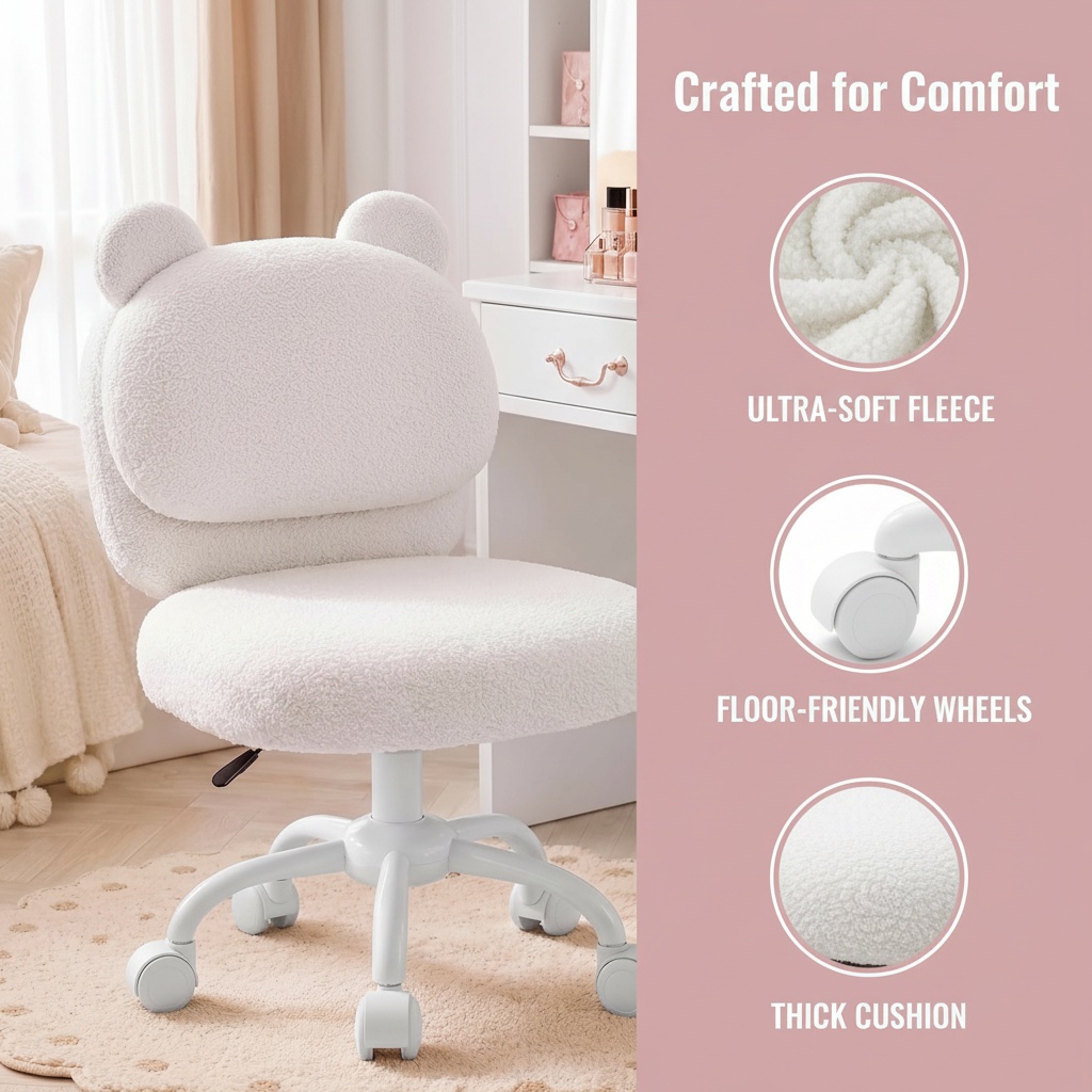 Vanity Chair, Cute Desk Chair, - Office Furniture Hon ulasan dan harga