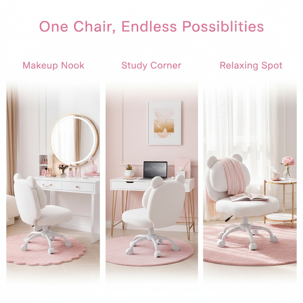 Vanity Chair, Cute Desk Chair, - Office Furniture Hon ulasan dan harga