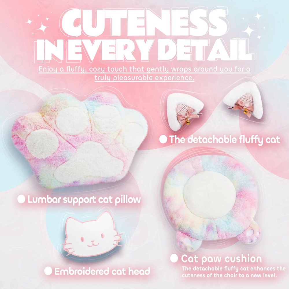 Gaming Chair Cute with Cat Ear - Office Footrest Cushion ulasan dan harga