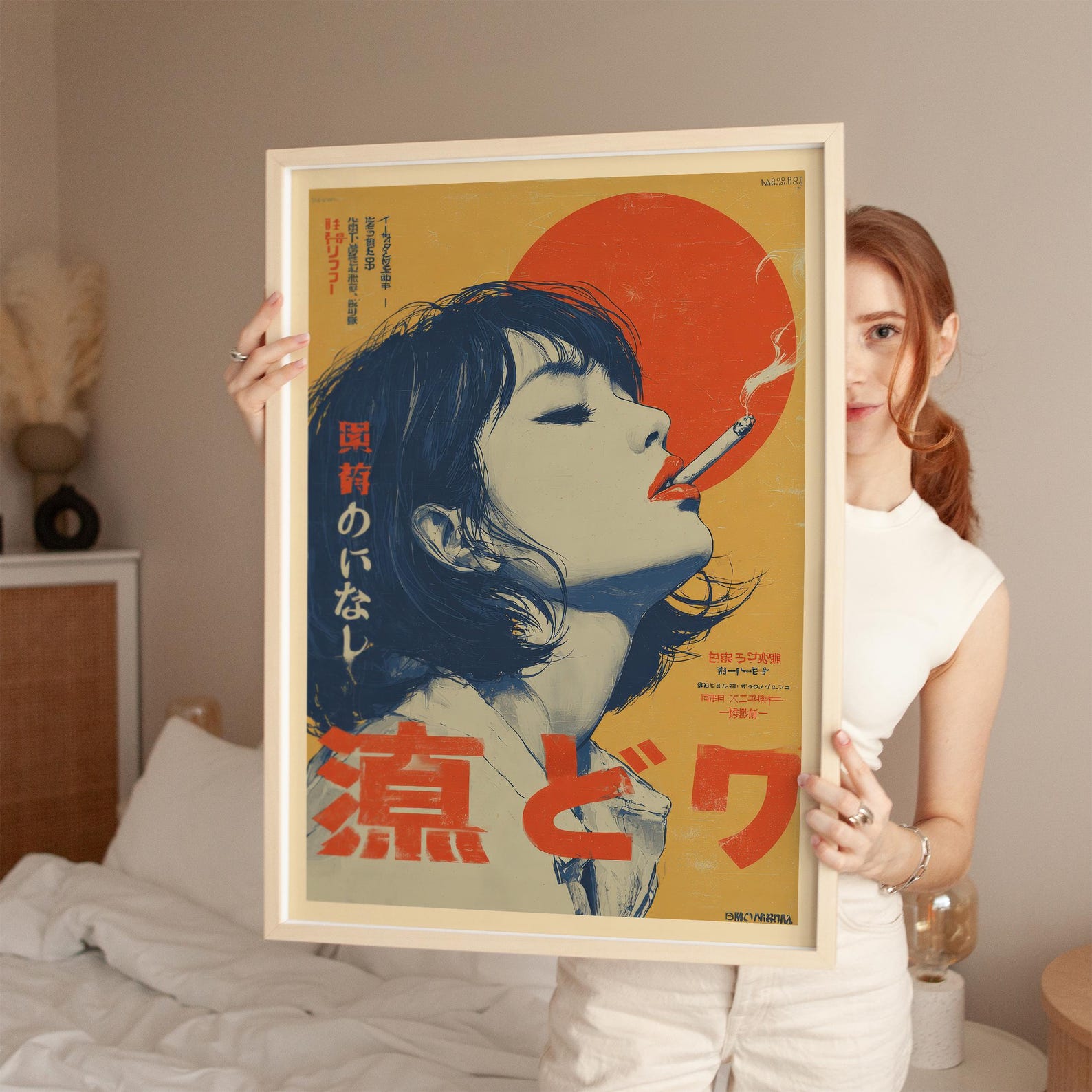 Retro Japanese Woman Smoking C - Office Furniture Hon ulasan dan harga