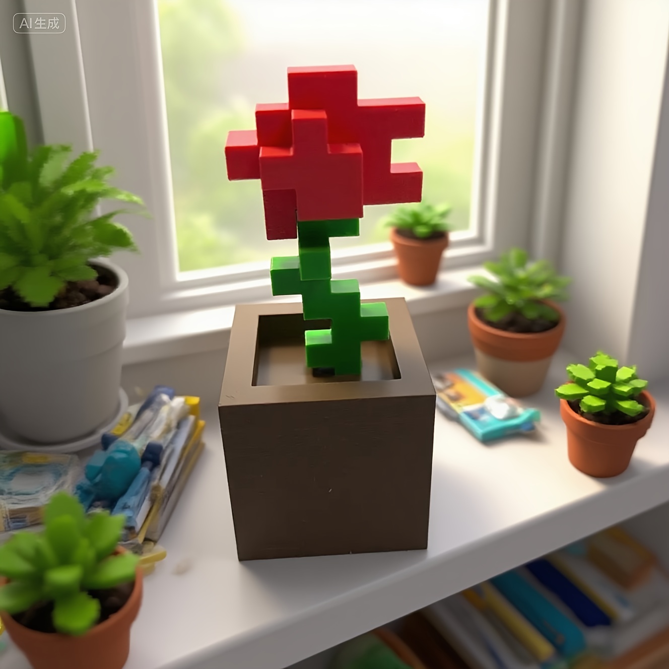 1 Piece Pixel Rose Flower Orna - Office Furniture Hon ulasan dan harga